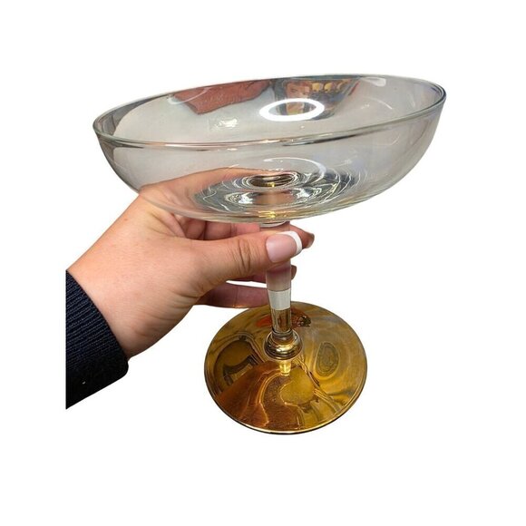 Gold-Trimmed Clear Glass Coupe Cocktail Glasses Set Of 2 - Picture 8 of 16